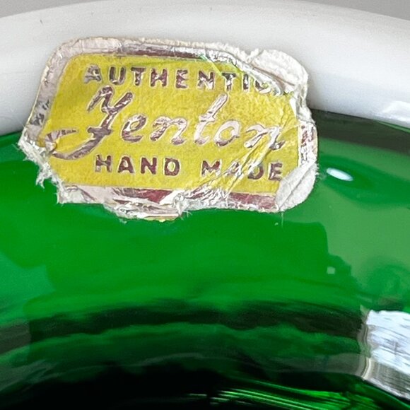 Rare Fenton Emerald Green Snow Crest Swirl 9.5" Vase Smooth Top w/ Sticker Vtg - Picture 9 of 15